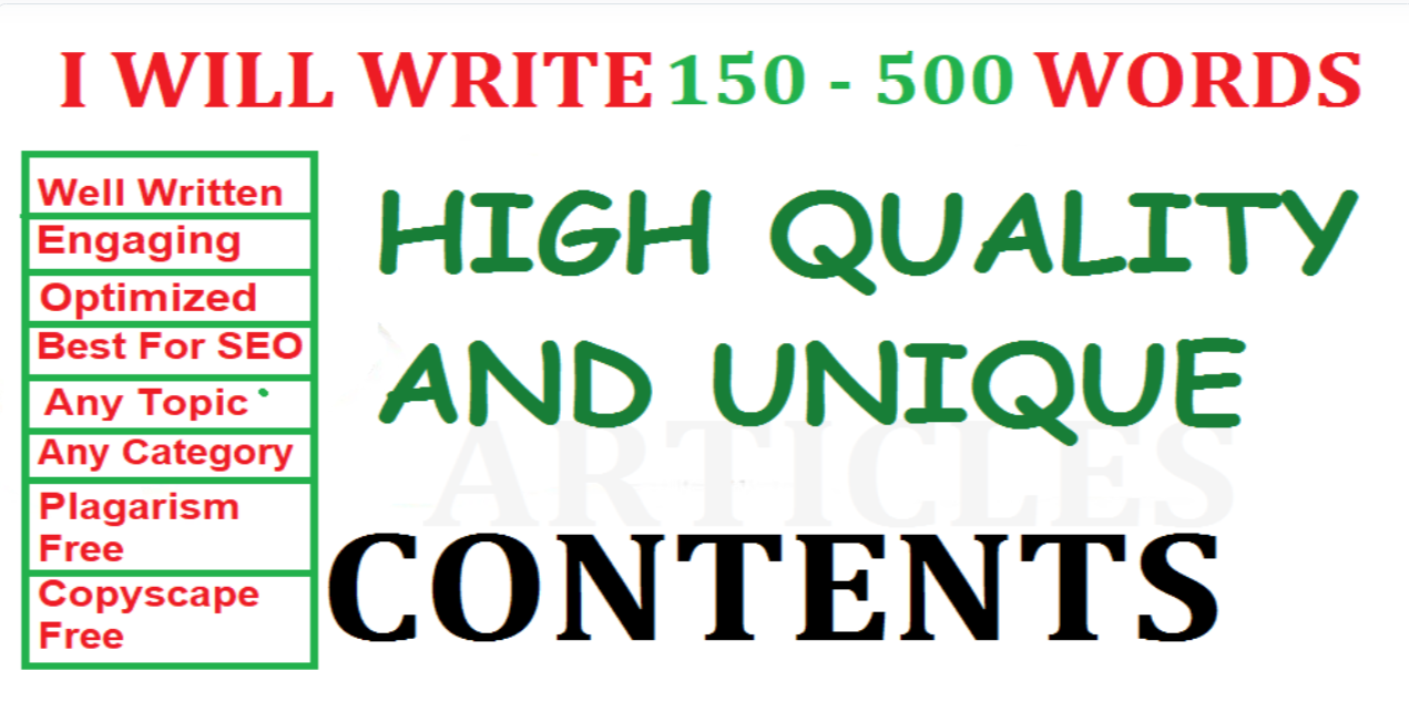 I write 150 - 500 WORDS contents/articles for your business website, blog post, SEO writer/writing