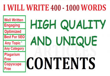 I write 400 - 1000 WORDS SEO unique contents/articles for your website/blog. Business Writer/Writing