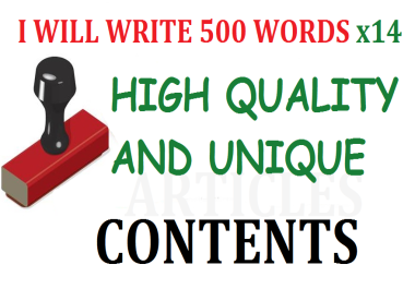 14 x 500 Words Unique Articles/Contents for your Site or Blog. SEO Friendly Pro Writer
