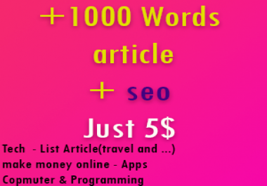 +1000 words unique article + seo