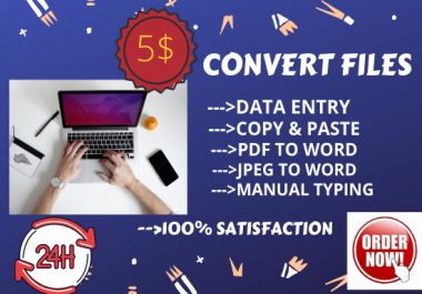 i will convert 10 files from PDF to word or JPEG to word