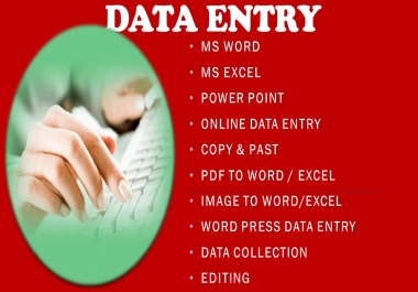 I will be your virtual assistant for data entry in Microsoft word,  Excel PowerPoint and web research