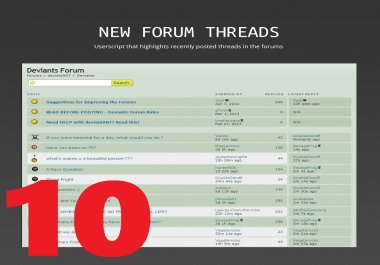 10 New Threads / Topics On Your Forum
