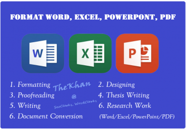 Writing and Formatting Word,  Excel,  PowerPoint Document