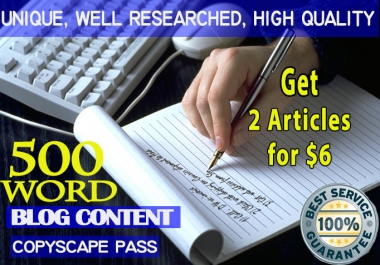 Write Two Original 500 Word ARTICLES